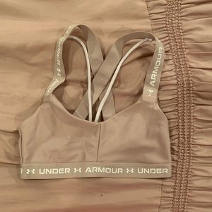 Beige and White Under Armour Bra